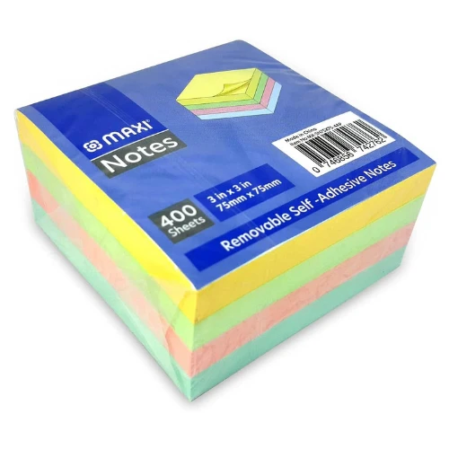 Maxi Assorted Pastel Color Sticky Notes, 75X75mm, 4X100 Sheets, Mx-Sn75X75-4Ap