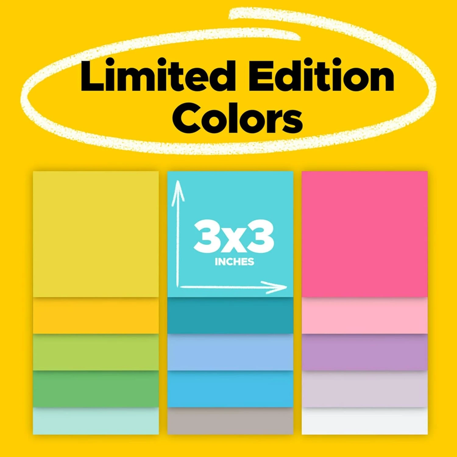 Post-it Notes Limited Edition Super Sticky Color Collection, 3x3 in, 15 Pads/Pac