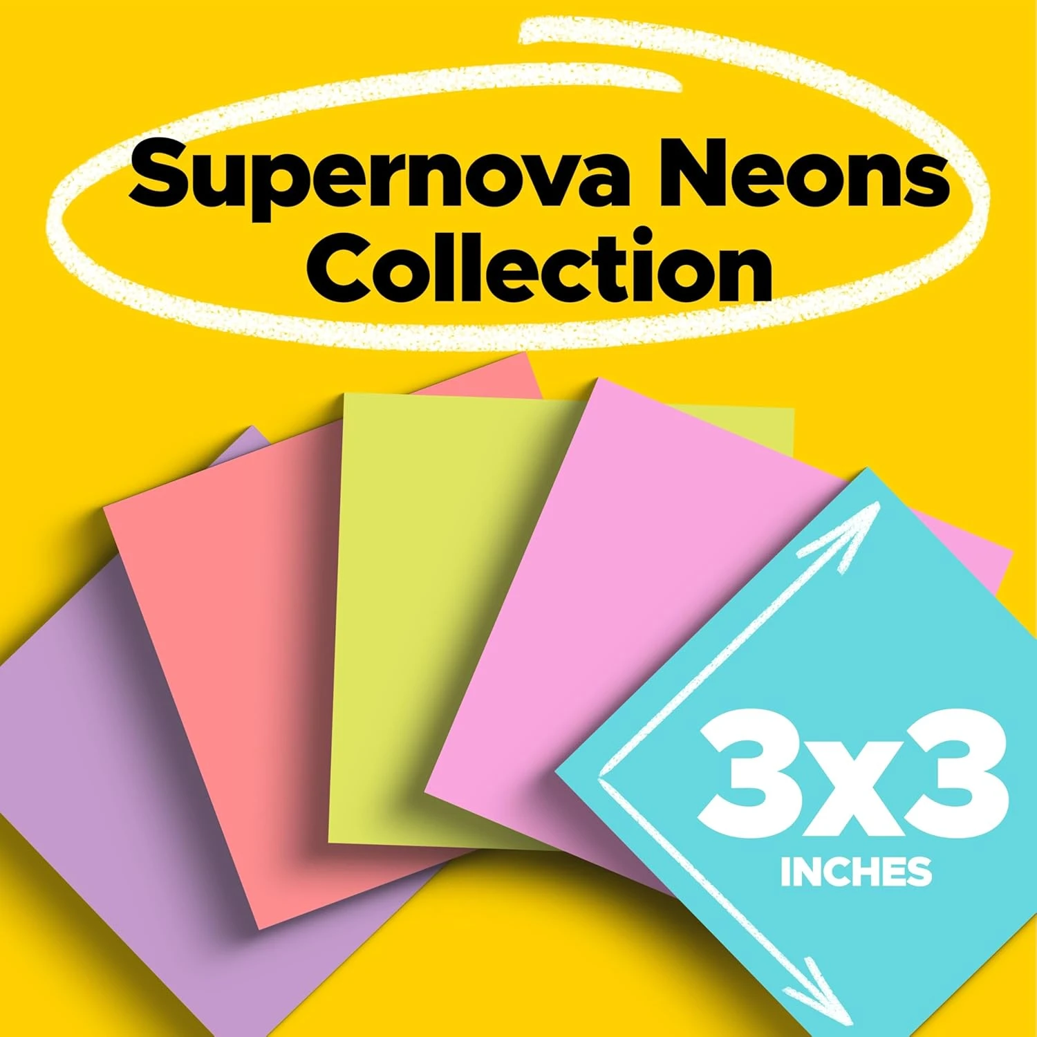 Post-it Super Sticky Notes 3x3 in (76 x 76 mm) 654 Miami Assorted colors, 5 pads