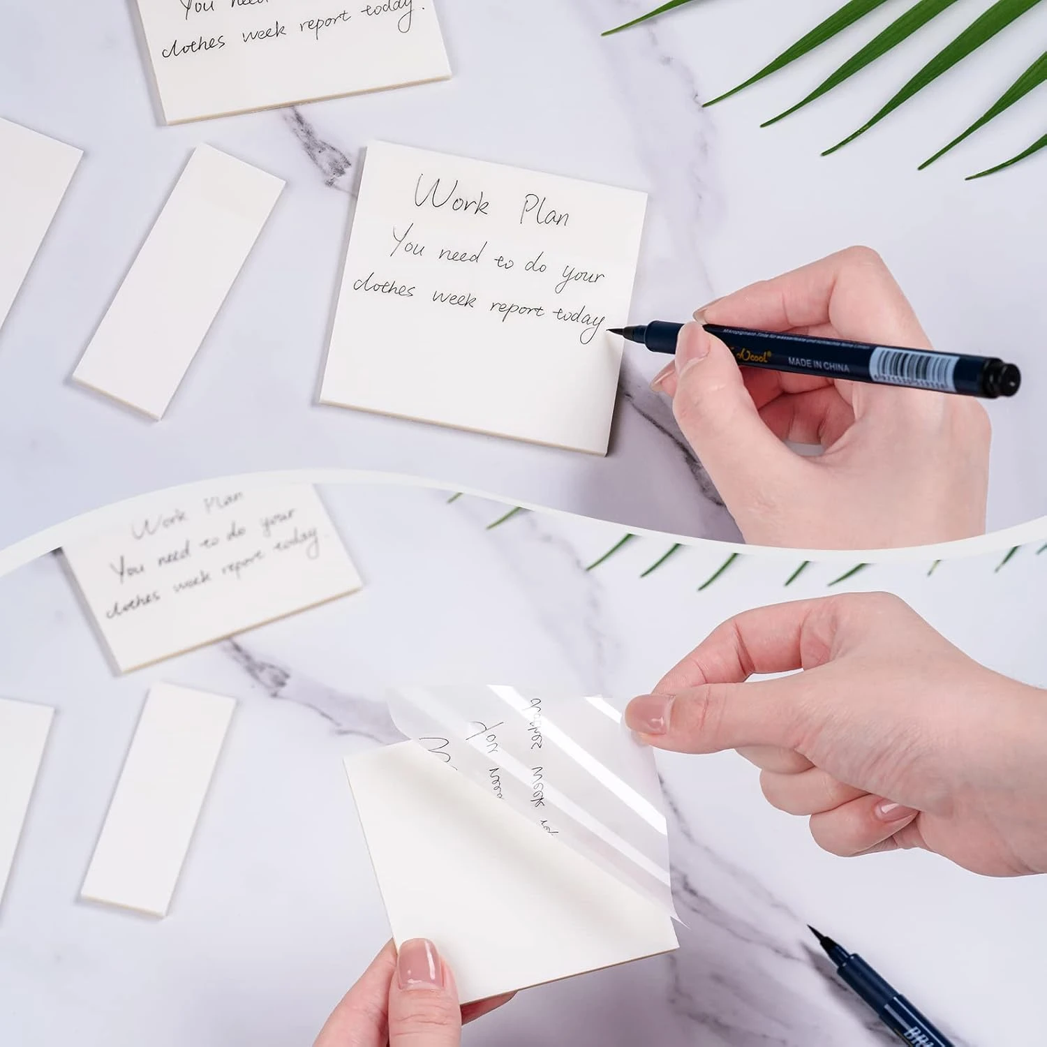 Zonon 12 Packs 600 Pieces Translucent Sticky Notes See Through Clear Sticky Note