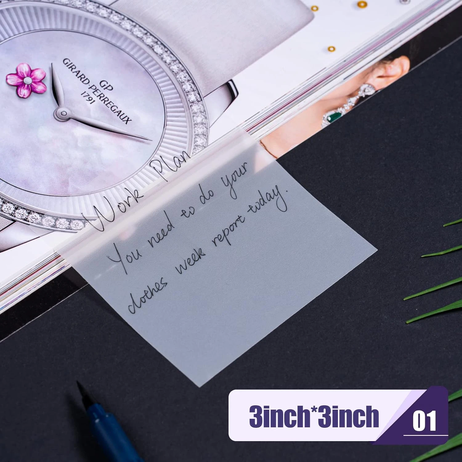 Zonon 12 Packs 600 Pieces Translucent Sticky Notes See Through Clear Sticky Note