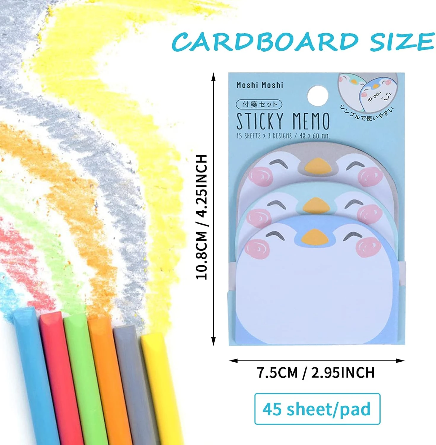 Molain Cute Stationery Sticky Notes, 6 Pack Cartoon Sticky Notes Animals Shape M