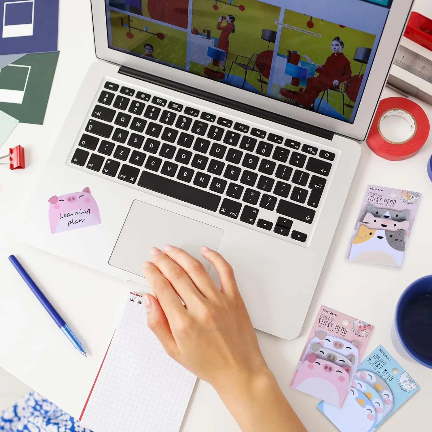 Molain Cute Stationery Sticky Notes, 6 Pack Cartoon Sticky Notes Animals Shape M