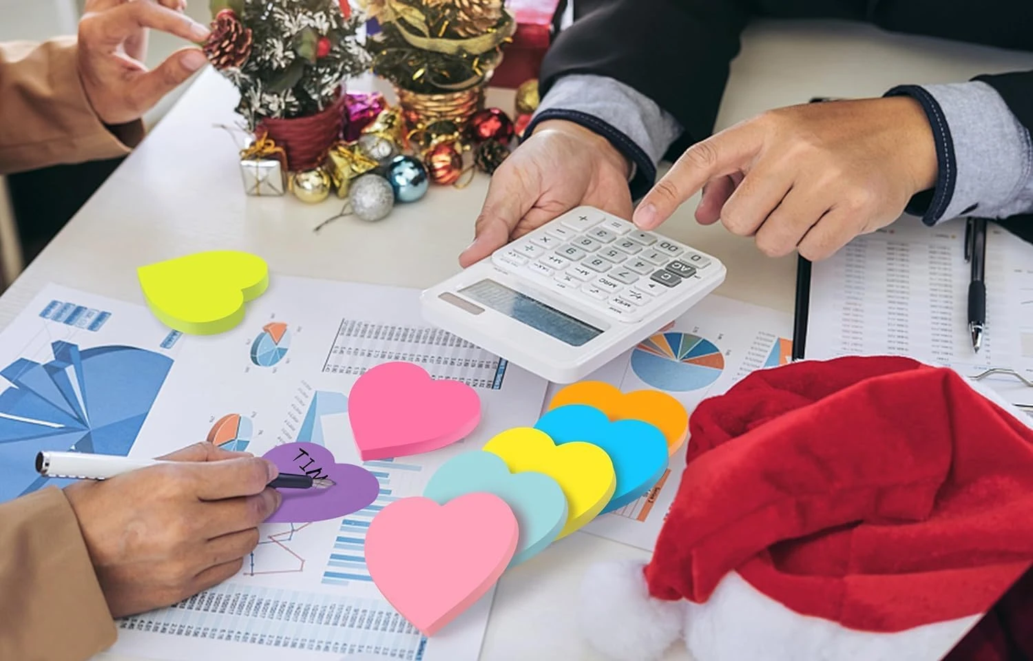 Beynant Heart Sticky Notes 3x3 in, 8 Pads, Super Cute Bright Color Strong Adhesi