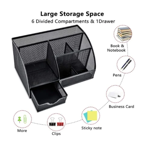 CLOUDFOUR Mesh Desk Organizer Office Supplies Multi-Functional Caddy Pen Holder 