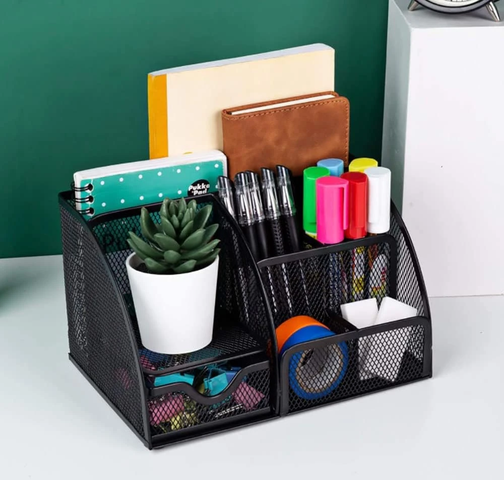 CLOUDFOUR Mesh Desk Organizer Office Supplies Multi-Functional Caddy Pen Holder 