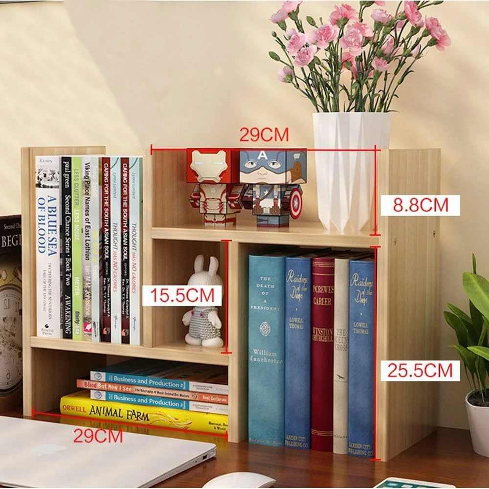 NeoStyle Desk Shelf Organizer,Desktop Bookshelf,Adjustable Wood Office Storage R