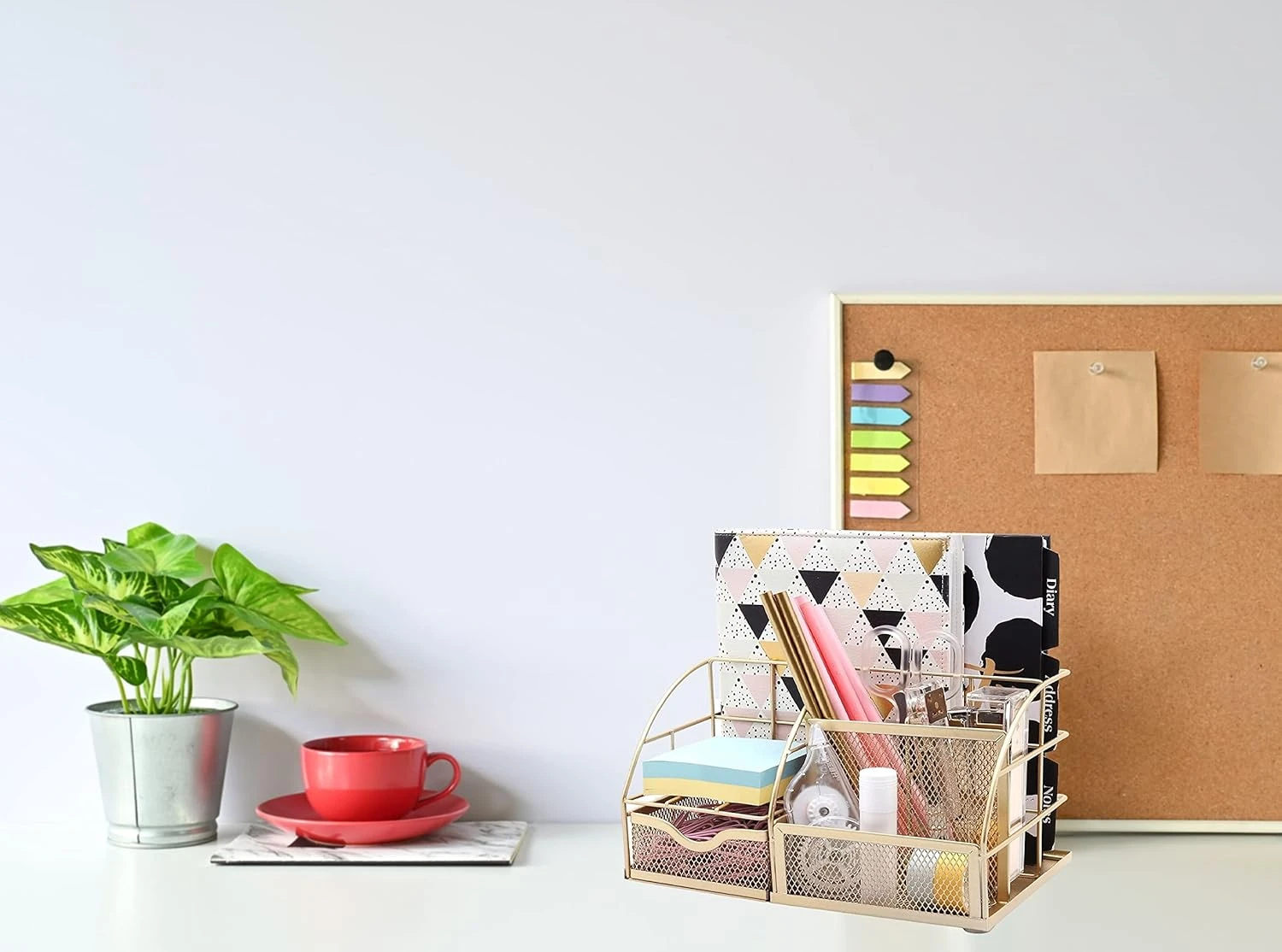 Exerz Desk Organiser/Mesh Desk Tidy Caddy/Pen Holder/Multifunctional Organiser W