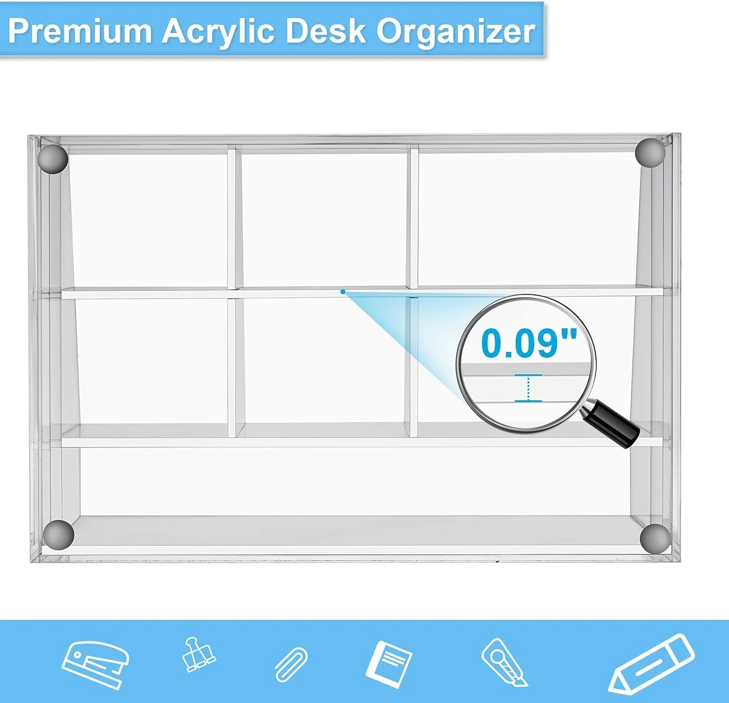 VITVITI Acrylic Desk Organizer, Minimalist Clear Pencil Organizer with 7 Compart