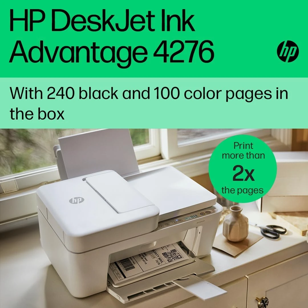 HP DeskJet Ink Advantage 4276 Wireless, Print, Scan, Copy, All-in-One Printer - 