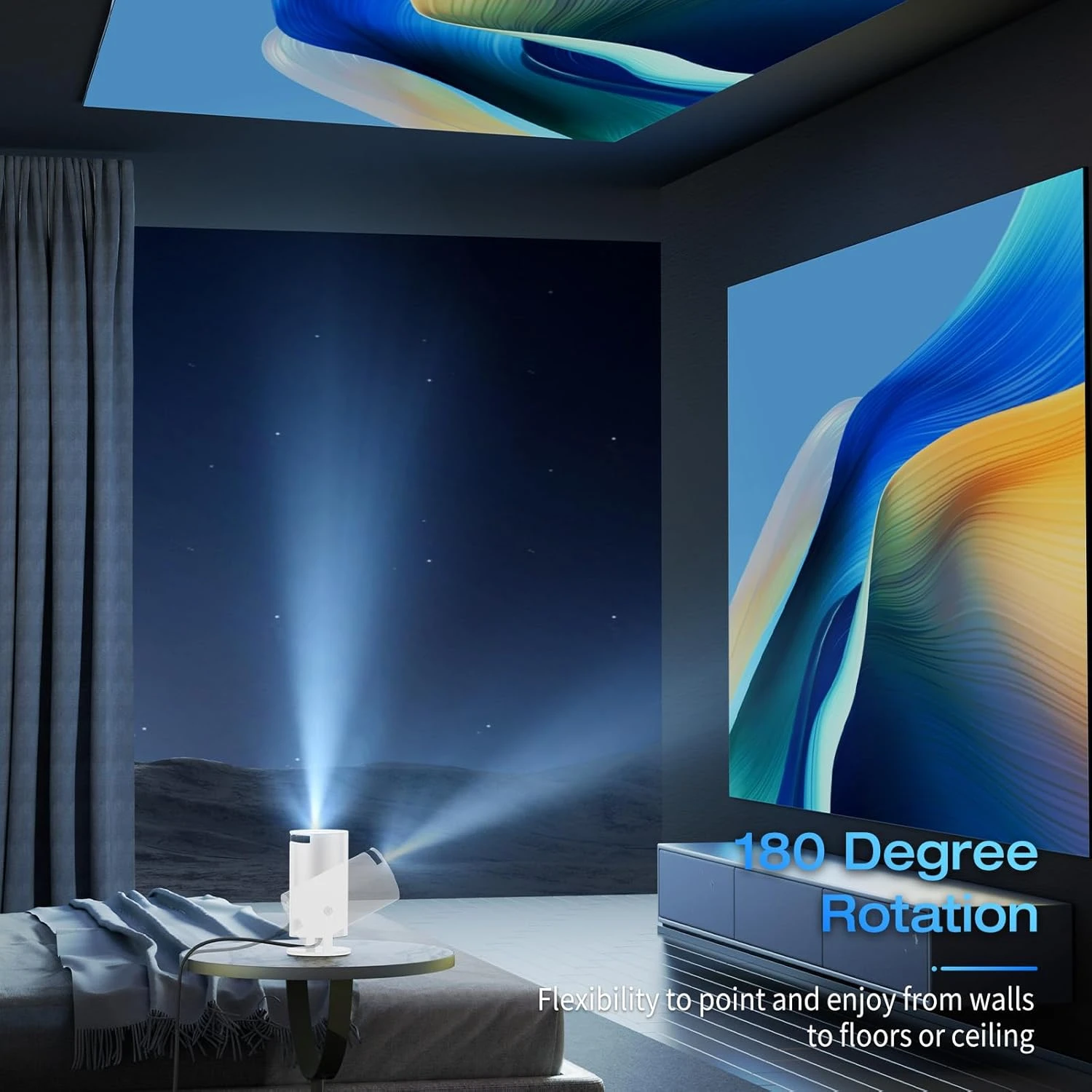 ELEPHAS WiFi Bluetooth Mini Portable Projector – 10000 Lux Movie Projector with 