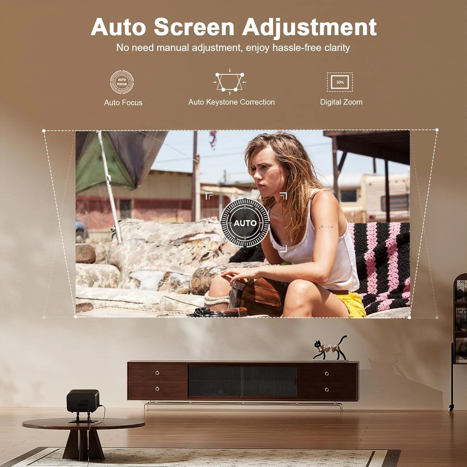 Auto Focus Android System 30000L Smart Mini Projector with WiFi and Bluetooth 4K