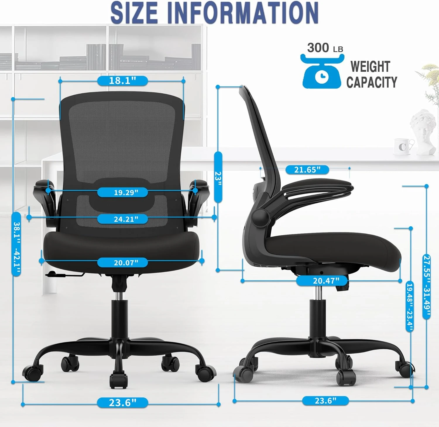 Ergonomic Office Chair - BIFMA Certified High Back Mesh Desk Chair with Adjustab