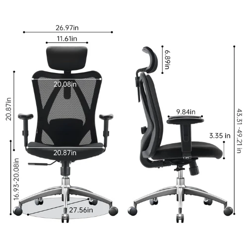 SIHOO M18 Ergonomic Desk Chair, Swivel Chair With Adjustable Lumbar Support, Hea