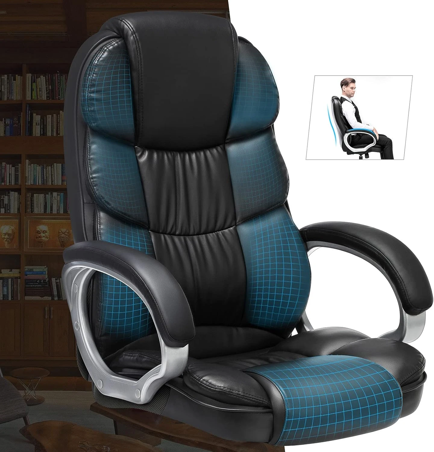 Songmics Office Chair Swivel Office Chair, Max. Load Capacity 150 Kg, Black Obg2