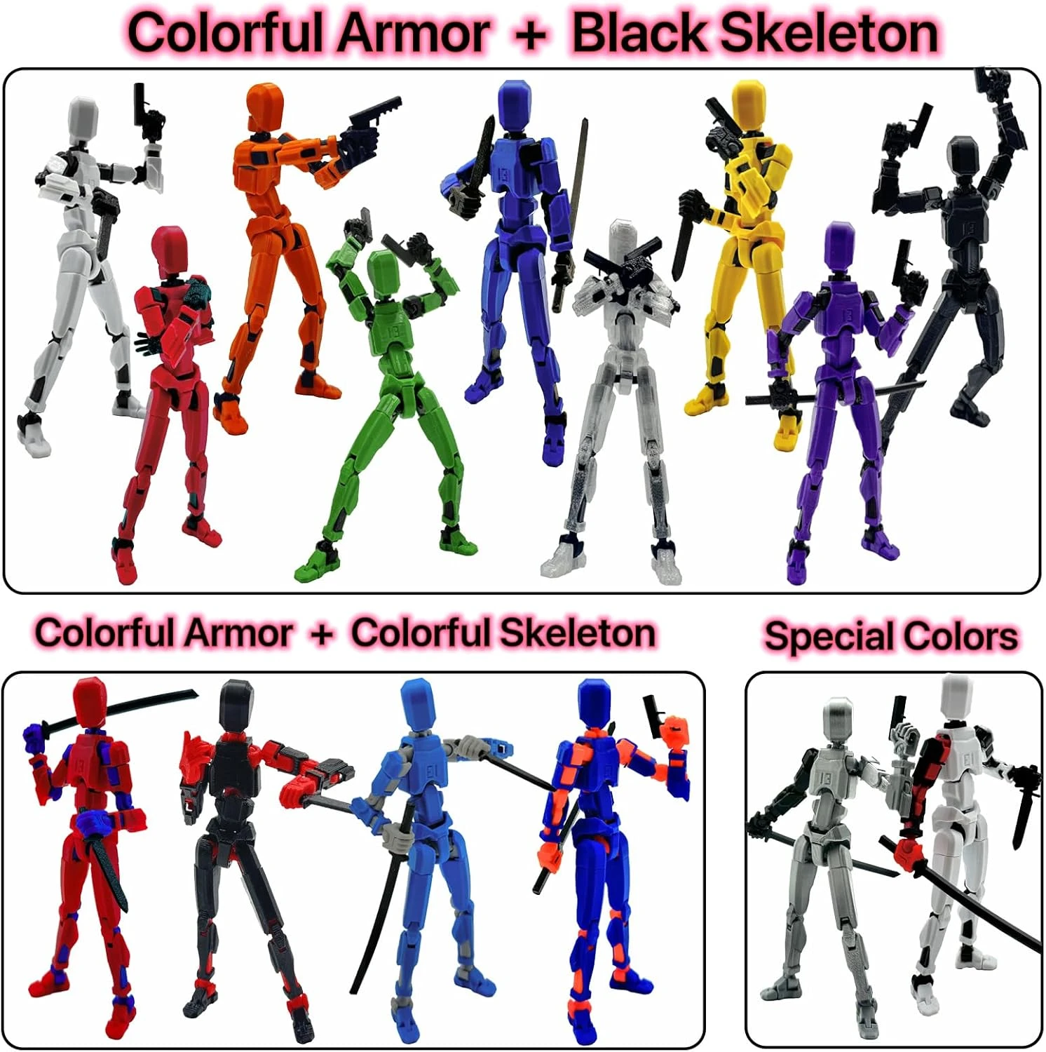 QAONIE 3D Printed 5.54-inch Multi-Jointed Action Figures Dummy13, Full Body Mech