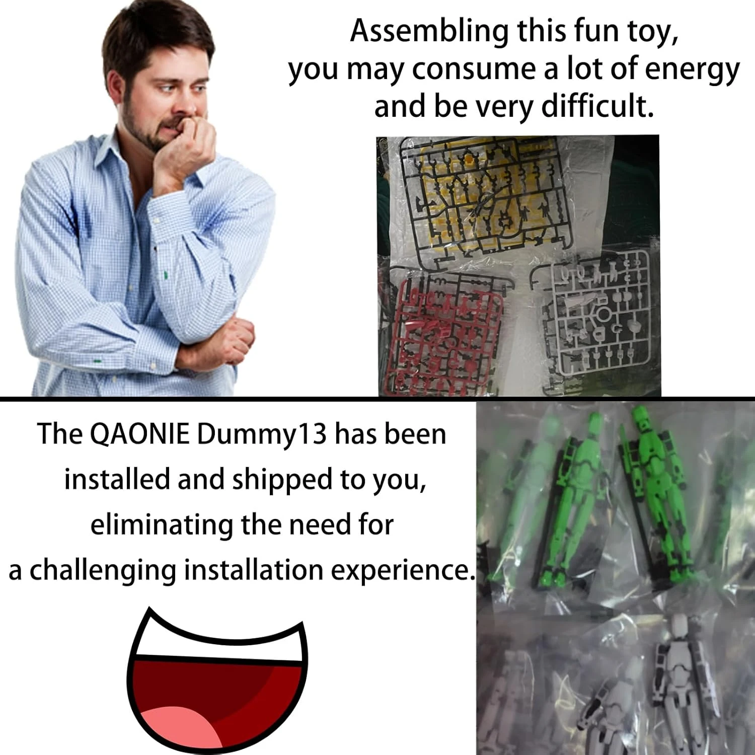 QAONIE 3D Printed 5.54-inch Multi-Jointed Action Figures Dummy13, Full Body Mech