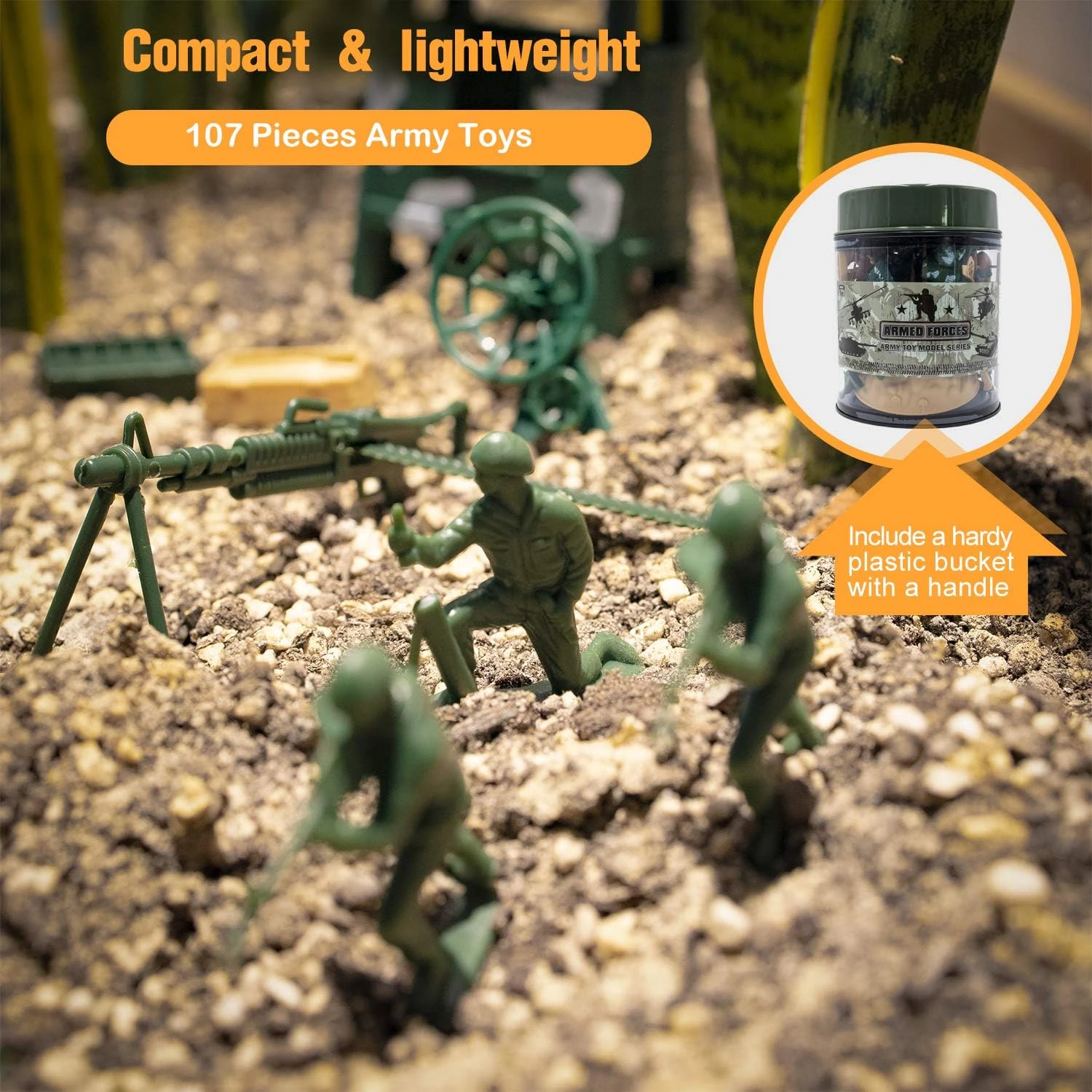 Hautton Toy Army Men Set, 107 Pcs Plastic Military Action Figures Combat Battle 