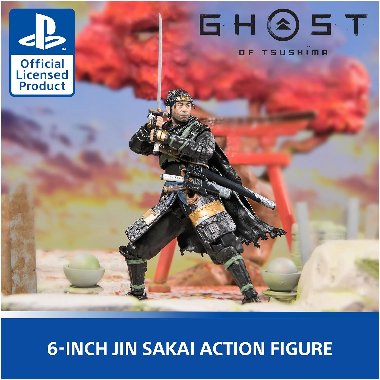 PlayStation, Ghost of Tsushima, 6” Jin Sakai Samurai Action Figure & 2 Accessori