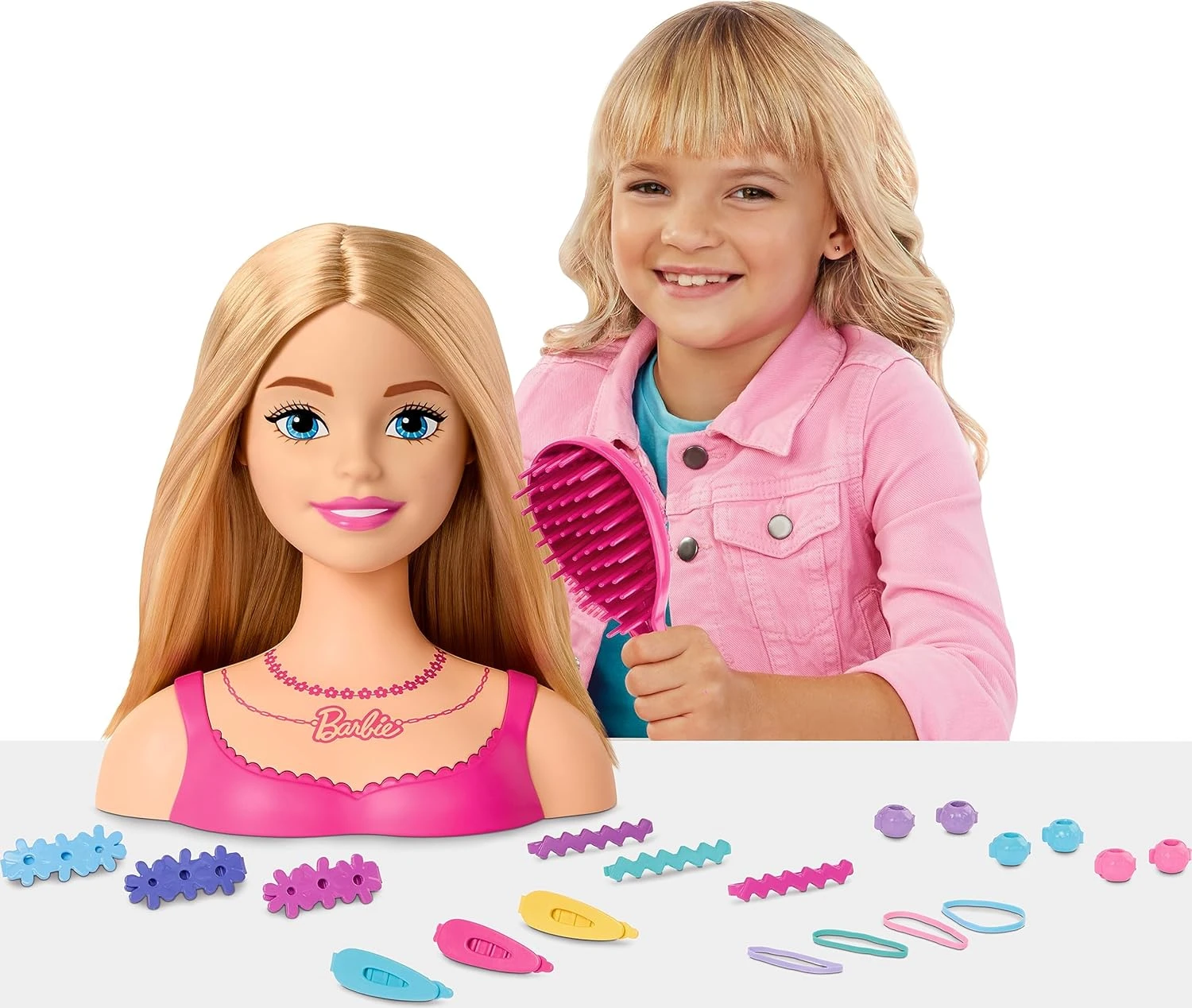 Barbie Doll Styling Head, Blond Hair with 20 Colorful Accessories
