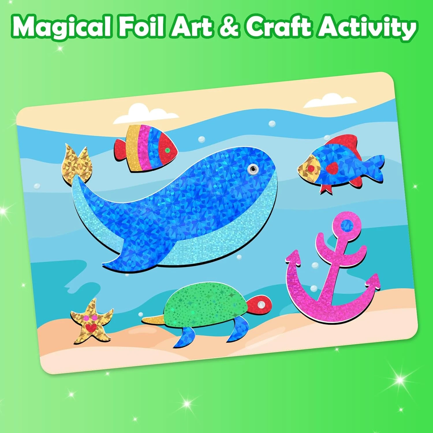 ZMLM Art Craft Activity for Kid: Foil Art Dinosaur & Animal Travel Toys, No Mess