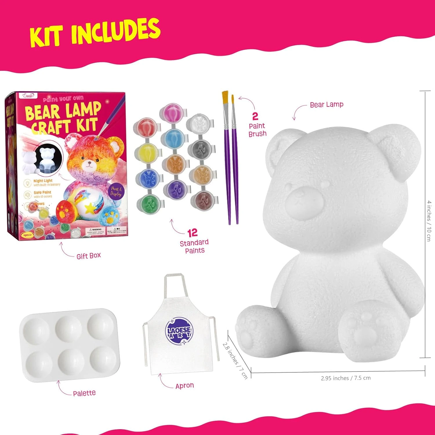 LAOESE Paint Your Own Bear Lamp Kit, Art Supplies Arts & Crafts Kit, Painting ki
