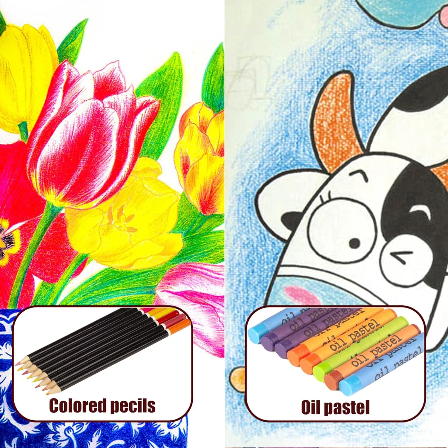 KINSPORY Art Supplies, 168-Pack Deluxe Wooden Art Set Crafts Drawing Painting Co