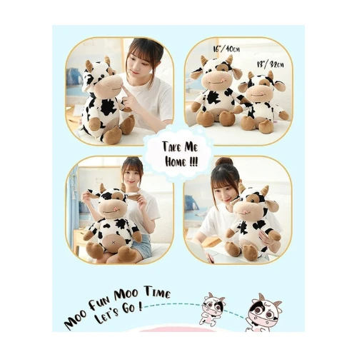 COOLBABY cow plush toy,16 inch stuffed animal throw plushie pillow doll,soft flu