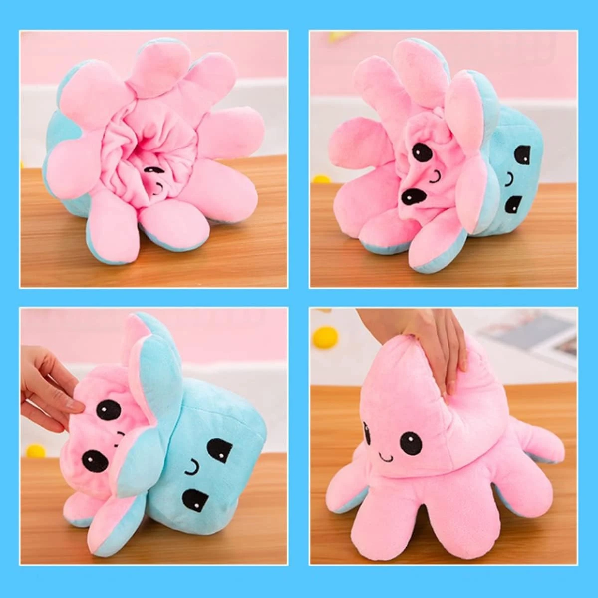 ECVV Reversible Octopus Plush Doll Baby Reversible Plushie Stuffed Animal Cute O