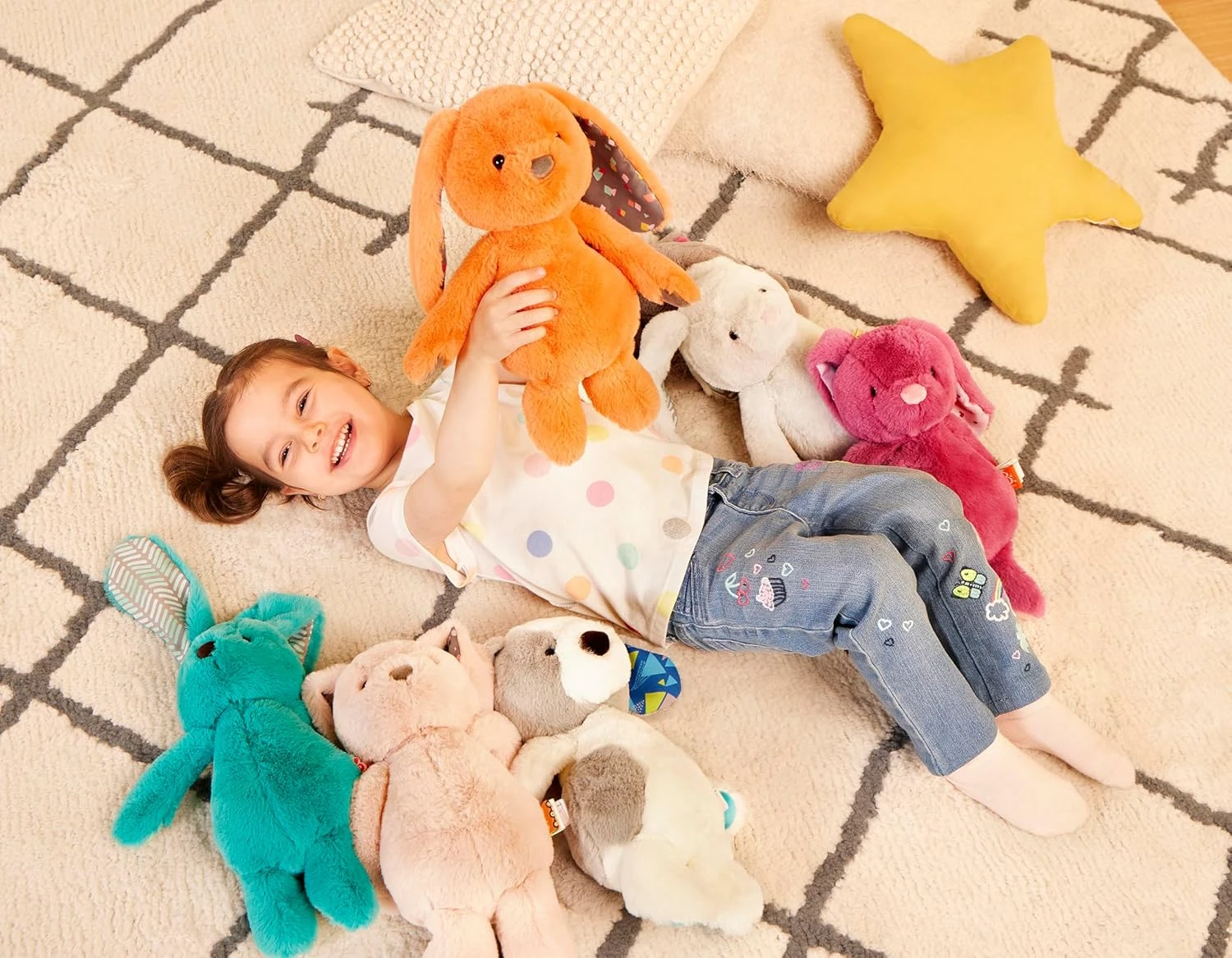 B. toys - Plush Bunny - Super Soft Stuffed Animal - Beige - 12” - Happyhues - Bu