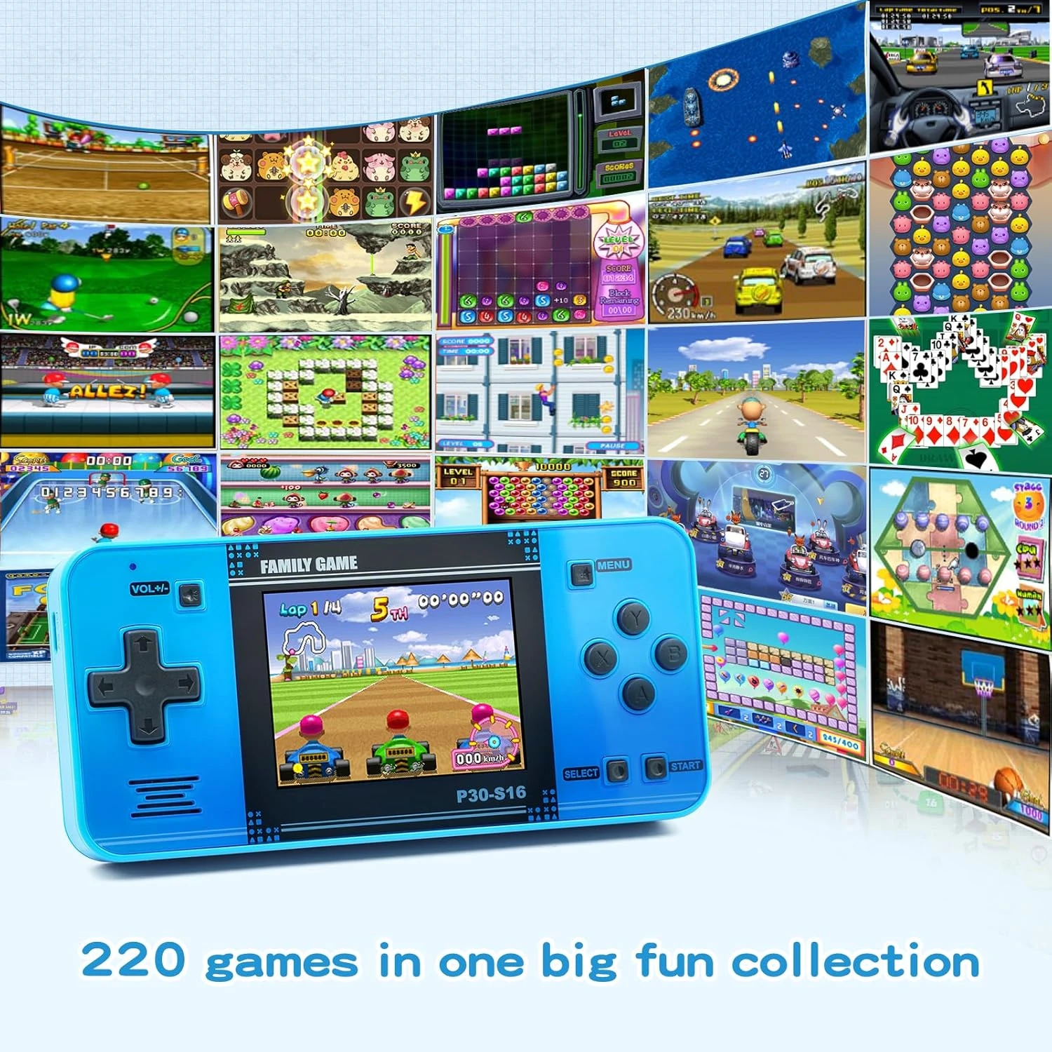 WELLST·G Handheld Game for Kids -Preloaded 220 Retro Video Games, Portable Gamin
