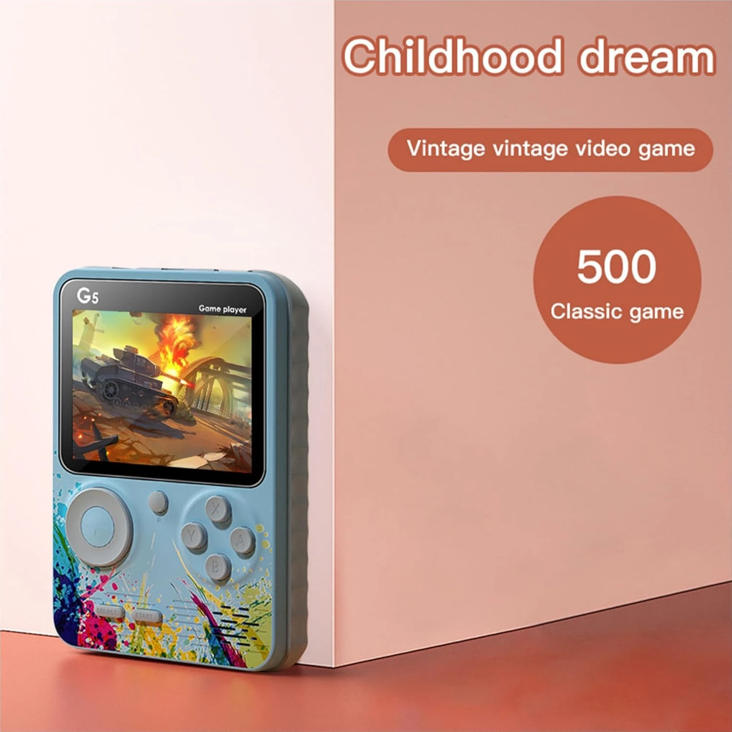 Like Star® G5 500 in 1 Retro Game Box Only for 1 Player, Handheld Classical Game