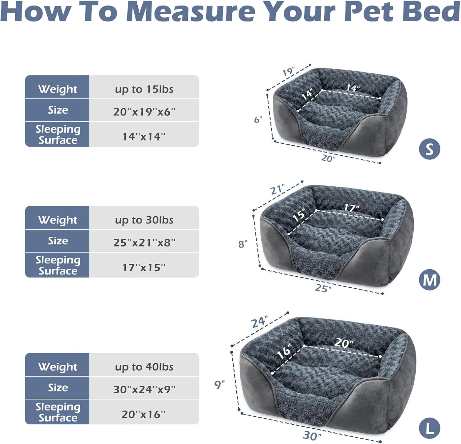 INVENHO Rectangle Dog Bed for Large Medium Small Dogs Machine Washable Sleeping 