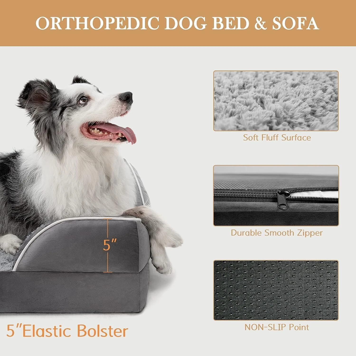 Comfort Expression Waterproof Orthopedic Dog Bed Foam Dog Couch Dog Beds for Lar