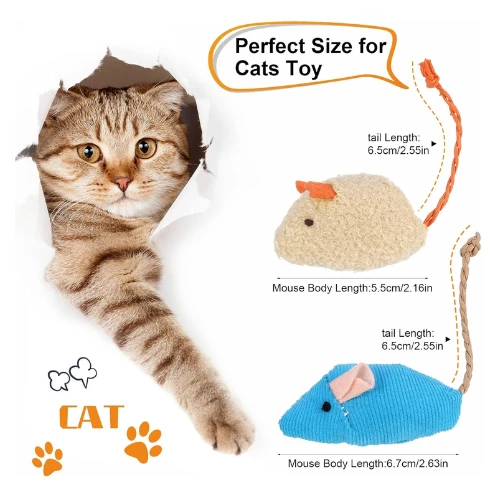 Dacitiery 9Pcs Cat Catnip Mice Toys for Cat, Soft Mouse Toys Playing Chewing Tee