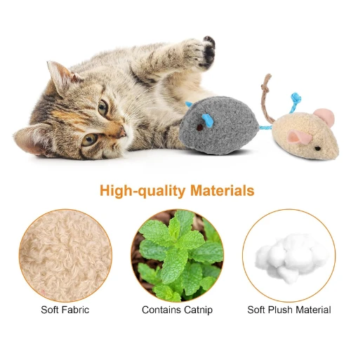 Dacitiery 9Pcs Cat Catnip Mice Toys for Cat, Soft Mouse Toys Playing Chewing Tee
