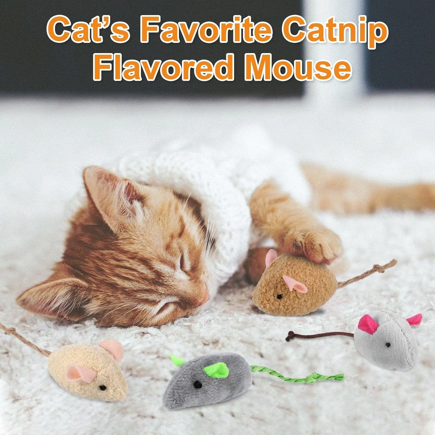 Dacitiery 9Pcs Cat Catnip Mice Toys for Cat, Soft Mouse Toys Playing Chewing Tee