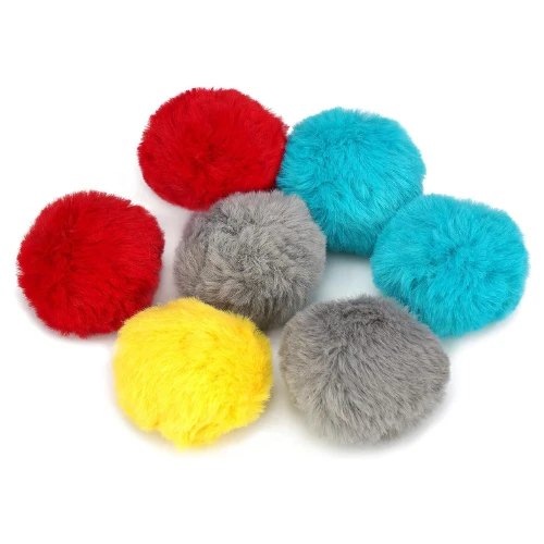 Chiwava 24PCS 1.8" Catnip Furry Cat Toys Ball Soft Pom Pom balls Kitten Chase Qu