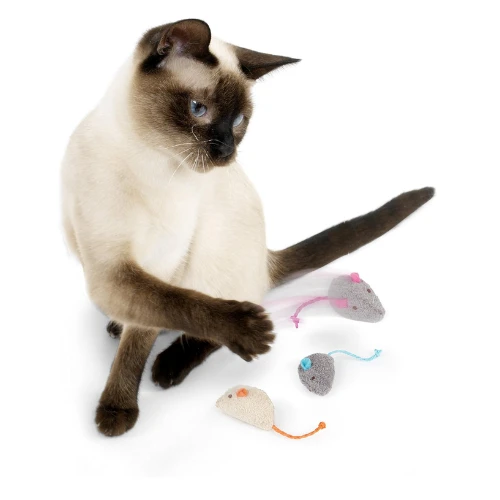 Smartykat (3 Count) Skitter Critters Catnip Cat Toys - Gray/Cream, 3 Count