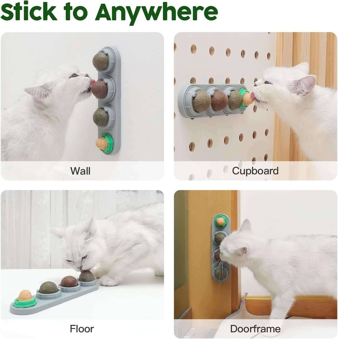 Potaroma 4 Catnip Silvervine Ball Toys, Extra Cat Energy Ball, Edible Cats Lick 