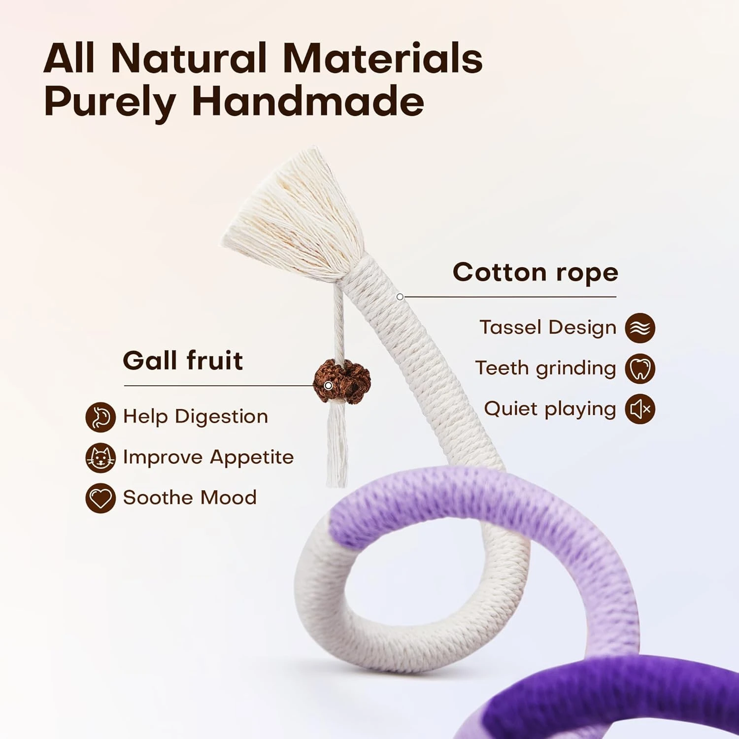 Potaroma Cat Toys Chew Ropes 3Pcs with Refillable Natural Catnip, Safe Teeth Cle