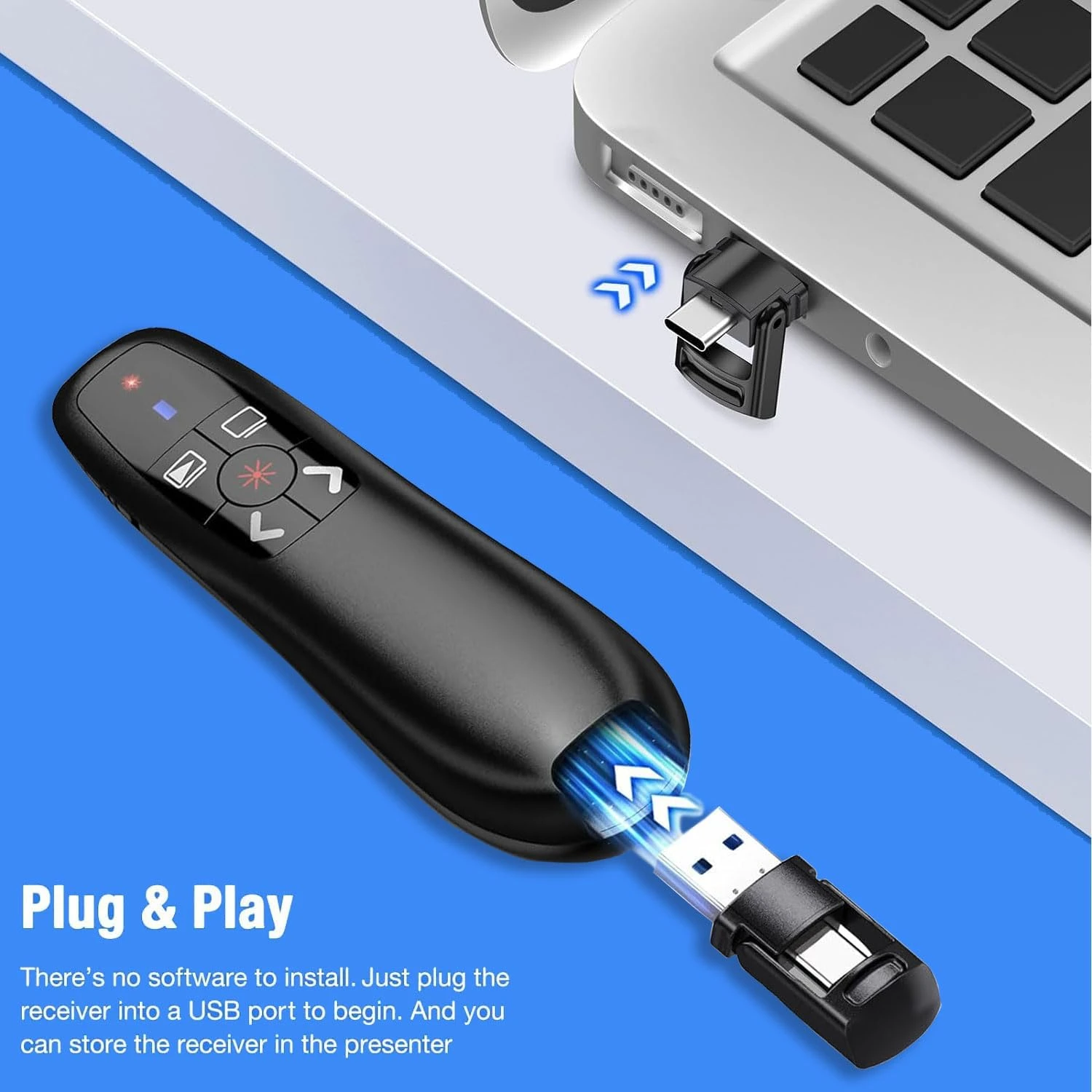 Kinizuxi 2-in-1 Type USB C Presentation Clicker for PowerPoint Presentations, 2.