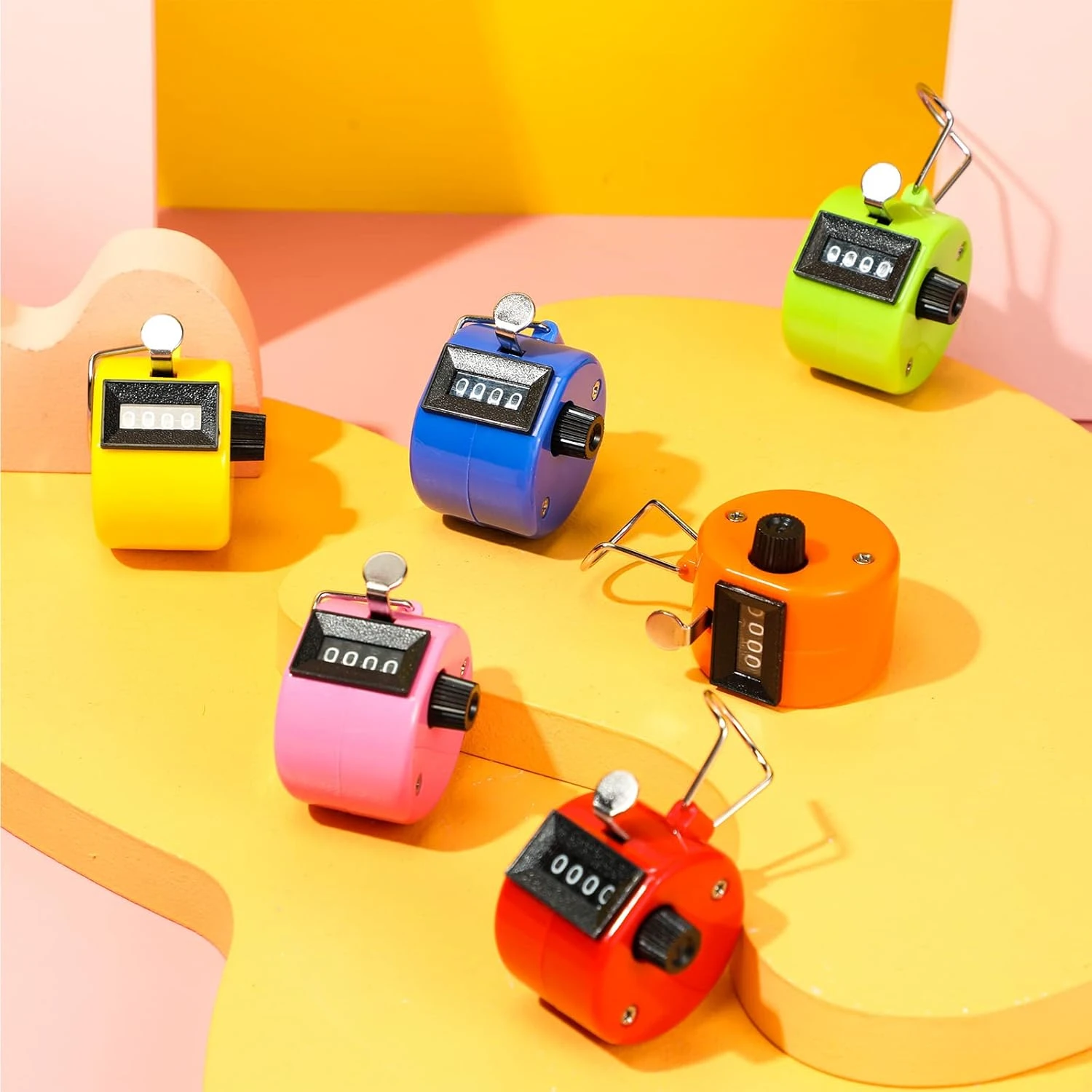 TOODOO 6 Pack Hand Tally Counter 4 Digit Mechanical Palm Click Counter Plastic H