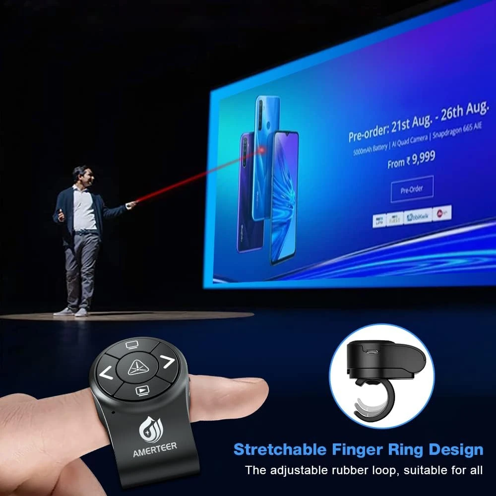AMERTEER AMERTEER Wireless Presenter RF 2.4GHz Presentation Laser Pointer Finger