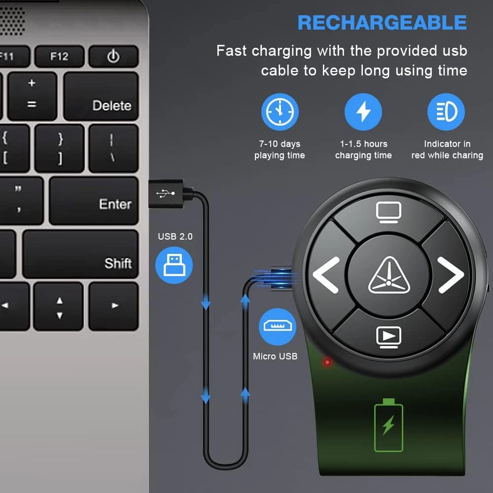 AMERTEER AMERTEER Wireless Presenter RF 2.4GHz Presentation Laser Pointer Finger