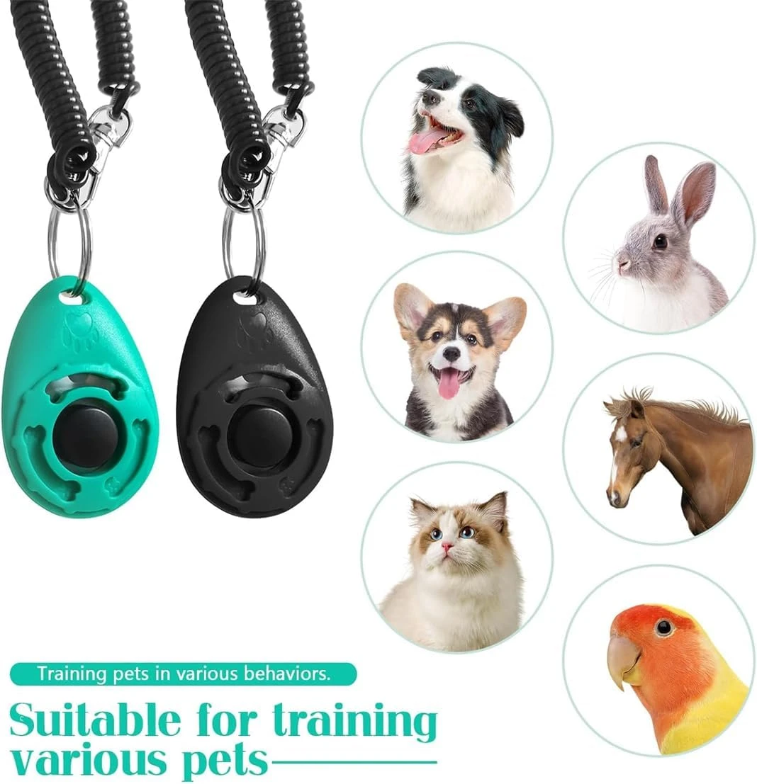 FENDOUNIU Pet Training Clicker , 2 Pcs Dog Training Clicker with Wrist Strap and