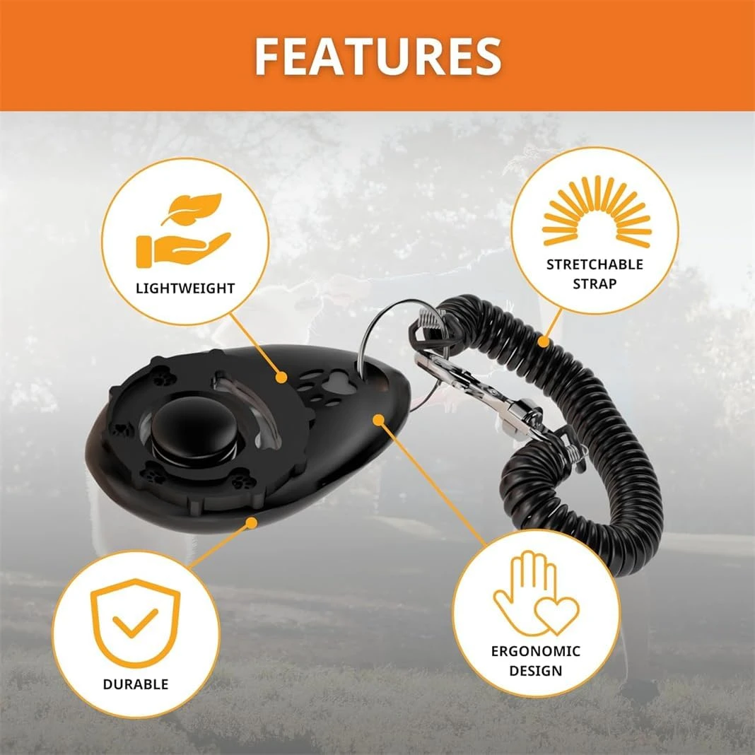 FENDOUNIU Pet Training Clicker , 2 Pcs Dog Training Clicker with Wrist Strap and