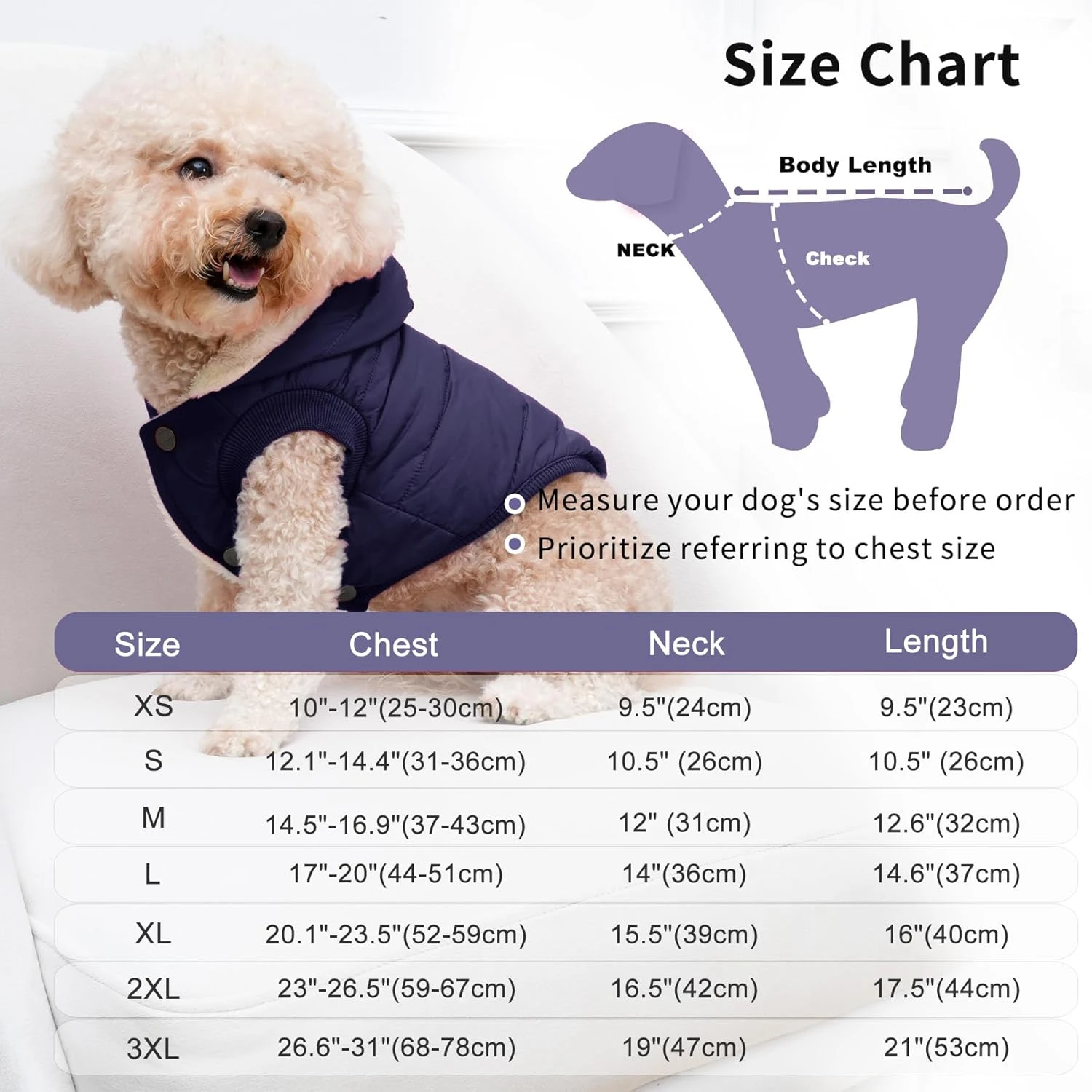 Vecomfy Fleece Lining Extra Warm Dog Hoodie in Winter for Medium Dogs Jacket Pet