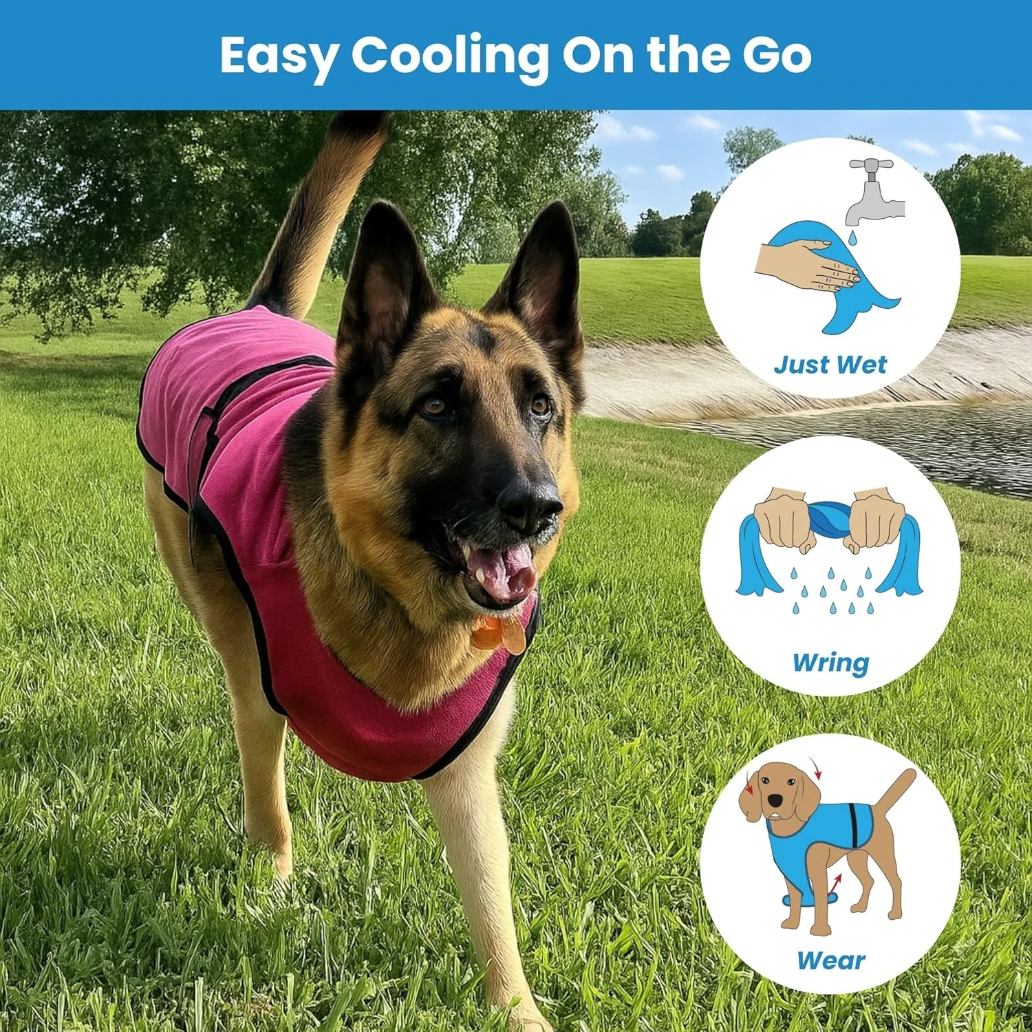 DOGZSTUFF Dog Cooling Vest. Lightweight Jacket with Evaporative Cool Microfiber 