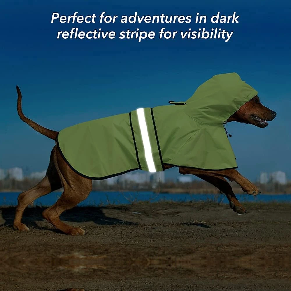 Ezierfy Dog Raincoat - Reflective Pet Rain Jacket for Dogs, Adjustable Dog Hoode